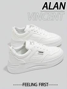 Alan Vincent 2025 春季新款女鞋白色鞋子低帮系带运动鞋舒适运动鞋女士平底鞋百搭购物鞋 - 白色 - 查看 2