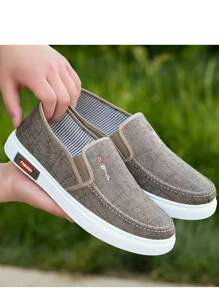 New Print Fabric Shoes Breathable Fashion Casual Slip-On Loafers, Soft Sole & Soft Upper, Plus Size For Men