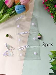 3PCS Solid Color Clear Minimalist And Casual Waterproof Storage Bag Small PVC Clear Mini Female Purses Women Kids Girls Key Earphone Coin Storage Bags Wallet Pouch Transparent Coin Purse With Handle Portable Mini Bag Lightweight Clear Bag For Travel And School For Men And Women Travel Accessories