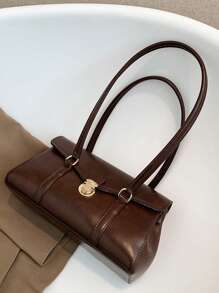 高端品质，小众个性化时尚手提包，最新款女士时尚手提包，复古通勤包，购物礼品，防水，防盗，可扩展，多功能，高级单肩包 - 咖啡棕 - 查看 6