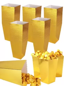 48/24/12pcs/1pc 金色爆米花盒 4.35"X2.76"X1.97" 迷你纸板爆米花容器纸质爆米花架适用于派对零食糖果爆米花袋生日婚礼爆米花架 - 彩色 - 查看 12