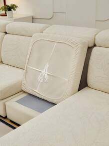1pc Leaf Pattern Stretch Sofa Cover, Modern Minimalist Style Sofa Seat Cushion Cover, Pet Friendly Anti-Scratch Sofa Protector, Machine Washable Home Decor, Fit For L-Shaped Combination Sofa And 1/2/3/4-Seater Sofa (Sold Separately)