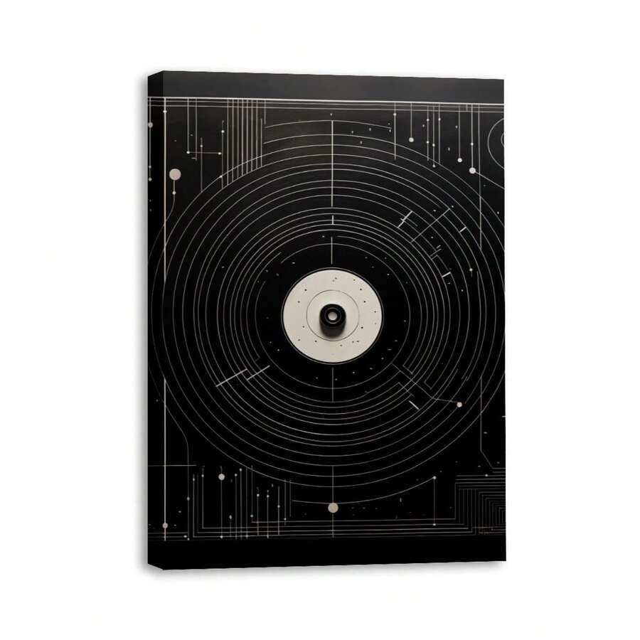 1 Piece Home Wall Decor Framed Canvas A Large Black Square Symbol Pattern Canvas Wall Art Paintings For Living Room - Canvas Framed Print Wall Artworks Bedroom Decoration Office Wall Decor