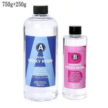 QIAO Kit de resina epoxi cristal claro de fácil mezcla 3:1 AB con palitos, tazas graduadas y guantes para hacer joyas, manualidades y arte DIY