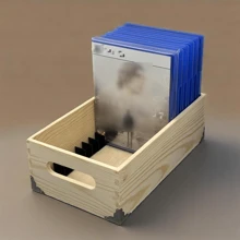 25 Capacity Wooden Game Disc Storage Rack, Fit For PlayStation 5/4 Game Discs, Functional Tabletop Organizer For PlayStation Game Cartridges, CD/DVD Holder - Beige - View 5