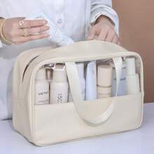 Large Capacity Patchwork Makeup Bag, Portable Cosmetic Travel Organizer Bag - Multicolor - View 3