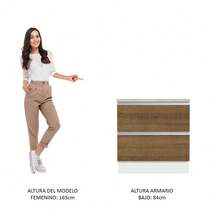 Mostrador 80 Cm 2 Cajones Blanco Glamy Madesa - Blanco y Marrón - Ver 4