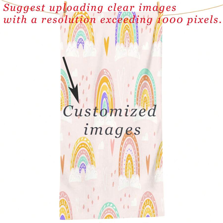 1PC Customized Bath Towels, Customized Picture Beach Towels, Customized Picture Beach Towels, Quick Drying Beach Towels, Ultra-Fine Fiber Beach Towels, Suitable For Boys And Girls, Parents, Families, Gifts,Suggest Uploading Clear Images With A Resolution Exceeding 1000 Pixels. - Multicolor - View 1