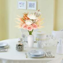 VIKINGS PANDA Artificial Fake Flowers Plants Silk Peonies Flower Arrangements Wedding Bouquets Decorations Plastic Floral Table Centerpieces For Home Kitchen Garden Party Décor (Champagne)