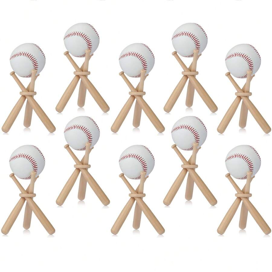 10 Pack Baseball Stand Baseball Holders For Balls Display Classic Wooden Baseball BatDisplay Stand Holder Display Baseball Centerpieces For Tables