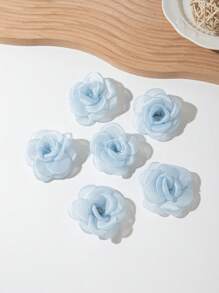 6pcs Cute Rose Hair Clips, Suitable For Everyday Use And Vacation Outfits - Blue - View 2