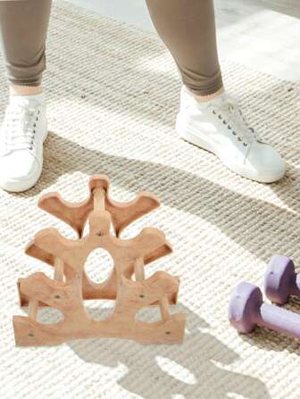 1pc Black 3-Tier Plastic Dumbbell Rack, Wooden Leaf-Shaped Dumbbell Storage Rack, Suitable For Home Gym Fitness Equipment, Space Saving