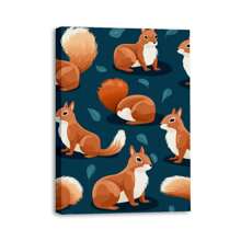 1 Piece Home Wall Decor Framed Canvas Cute Squirrel Pattern Canvas Wall Art Paintings For Living Room - Canvas Framed Print Wall Artworks Bedroom Decoration Office Wall Decor