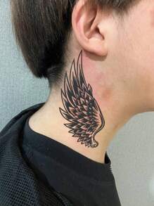 1 Pieza Tatuajes temporales con diseño de alas, tatuaje semi-permanente a prueba de agua y sudor que dura 1-2 semanas, realista, hecho de jugo de hierbas, antifricción, no reflectante, tatuaje falso negro para mujeres y hombres, stickers de tatuaje para brazos, pecho, piernas, abdomen, cintura, dedos, cuello, arte corporal modernista