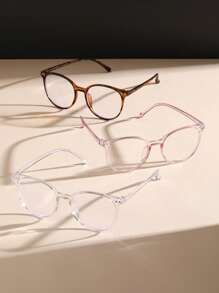 4pcs Geometric Frame Colorful Plastic Boho Fashion Leopard Print Pink Black Clear Glasses For Teenagers Daily Outdoor School Accessories