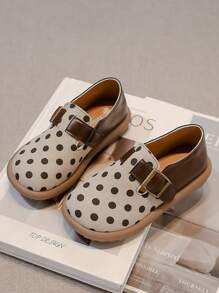 1 Pair Children Polka Dot Patchwork Flat Shoes, Fashionable & Minimalist, Suitable For Spring/Summer
