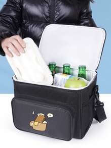 1pc Large Capacity Lunch Bag, Cartoon Capybara Printed Insulated Lunch Box Bag, Waterproof Thick Aluminum Foil Lunch Tote Bag, Suitable For Back To School, College, Study Supplies, Kitchen Storage And Accessories