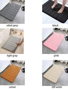 1pc Solid Color Simple Soft Memory Foam Sponge Absorbent & Non-Slip Bathroom Mat, Toilet Mat Christmas Decor Kitchen Rug - Multicolor - View 7