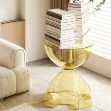 Transparent Nordic Bear Moving Side Table Sofa End Table,Modern & Simple Thickened Acrylic Small Round Table For Home Bedroom Decor, INS & Simple Nightstand With Storage Shelf Home Decor