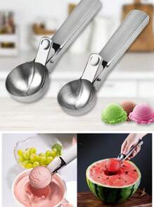1pc Stainless Steel Dual-Use Ice Cream Scoop, Multi-Function Ice Cream Scooper, Ice Cream & Fruit Spoon Ice Cube Tray Ice Cube Ice Cube Squishy Ice Cube Mold Ice Cube Mould