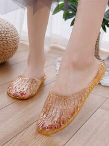 Jelly Shoes Women Slip On Sandals With Heel Anti-Slip Ladies Outdoor Gorgeous Sandals Outdoor Walking Shoes Female Dress Platform Slides