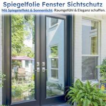 Spiegelfolie Fenster Sichtschutz, Einseitig Fensterfolie Blickdicht von außen Silber Sonnenschutzfolie Fenster Innen Tönungsfolie Wärmeschutzfolie UV Schutzfolie - Silber - Übersicht 2