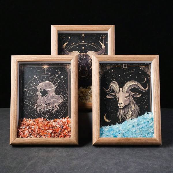 1PC Natural Healing Health Energy Gem The Zodiac Seven Chakra Photo Frame Home Decoration Desktop Decoration Gift
