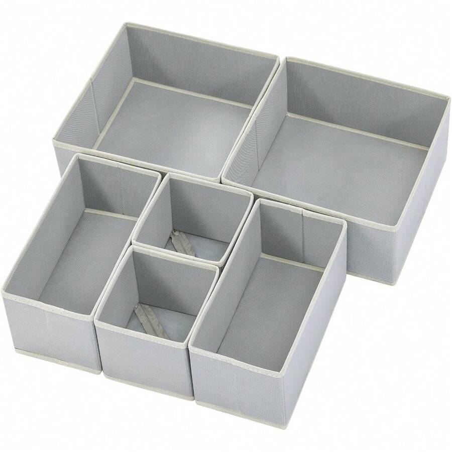cajones para ropa, paquete de 6, organizadores de cajones para tocador, organizadores de armario plegables de tela y cestas de almacenamiento para ropa, calcetines (gris) - Gris - Ver 1
