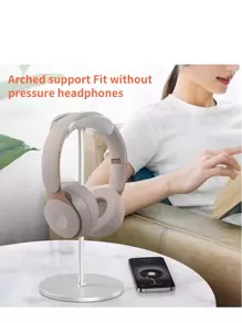 超强承重铝合金耳机支架，兼容Apple Pro Max，稳定支撑保护耳机，通用耳机挂架，桌面耳机架，网吧耳机挂架，让你的空间更有条理 - 銀色 - 查看 8