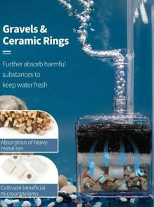 1 件装塑料水族箱鱼缸过滤器空气虹吸清洁器，静音空气驱动增氧机，适用于鱼缸和水族箱