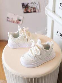 Girls Pink Flat Shoes, Boys White Casual Sneakers, Kids Shoes