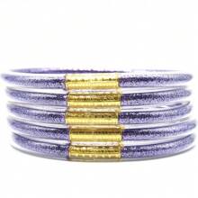 5Pcs/Set Shiny Buddhist Bracelet Color Stuffed Jelly Silicone Bangles - 5pcs 65mm - View 8
