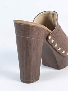 夏季新款女士高跟厚底凉鞋厚底防水性感绑带露趾厚底拖鞋 - 深棕色 - 查看 9