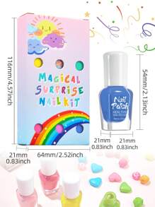 6 件/套 4 毫升儿童指甲油套装，涂鸦彩色指甲油，水性免烤凝胶指甲油，多色组合带闪光，适合儿童美甲沙龙、DIY 家庭、节日派对、生日庆祝