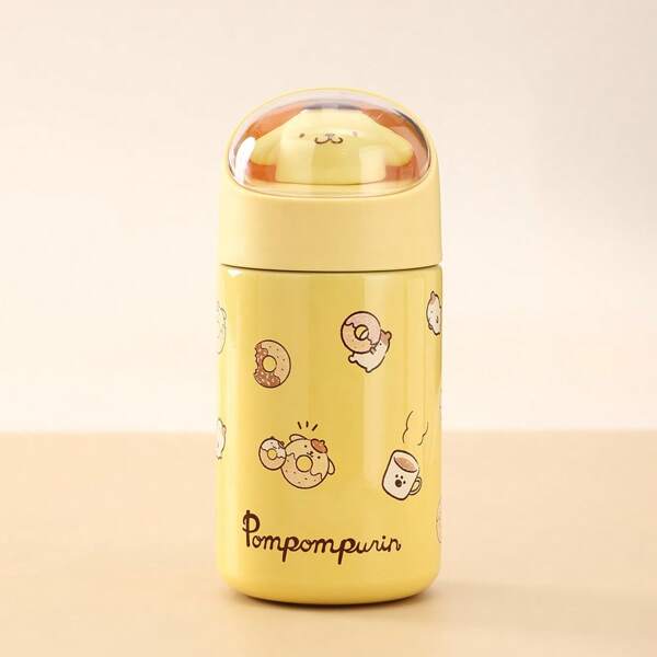 Taza térmica Sanrio Pompompurin, taza portátil aislada de acero inoxidable con lindos diseños de dibujos animados, capacidad de 280ml/9.47oz, nueva taza con diseño de moda y personalidad como regalo