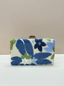 Bolso de embrague de noche bordado con lentejuelas con flores (diseño aleatorio, única pieza), elegante y exquisita cartera de moda para mujer con cadena de metal, apta para fiesta, boda, baile de graduación, Halloween, carnaval, bolso bandolera colorido