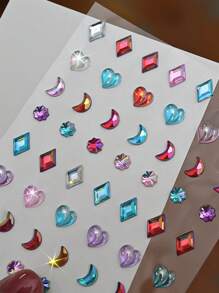 Y2K-Inspired 1PC Bohemian Style Rhinestone Face Stickers, Resin Crystal Body Gems For Music Festivals, Carnival, Holiday Parties, DIY Star & Moon Shimmer Adhesives Gifts For Eid, Carnival/Mardi Gras/Masquerade