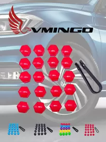 Vmingo 20 Piezas Tapon Hexagonal VW Deportivo Cubre Birlo Tapa Perno 17mm Decorativo Colores Tunning Protector Gancho Protección Toque Deportivo Vmingo Mexico - Rojo - Ver 1