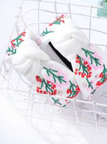 1pc Spring/Summer Floral Print Casual Rhinestone Decor Hair Hoop Headband