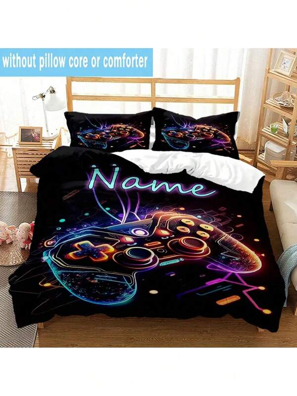 3pcs Customized Photo Duvet Cover Set, Includes 2 Pillow Shams - 100% Polyester, Zipper Closure, Digital Printing, Tear-Resistant, Machine Washable - Personalized Bedding For All Seasons