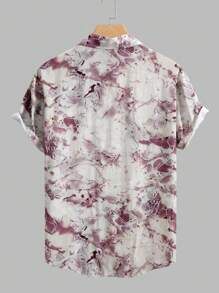 男士简约正面纽扣全印花短袖休闲衬衫 - 彩色 - 查看 2