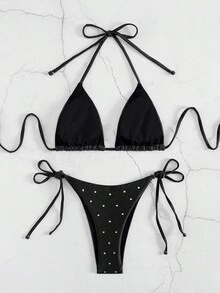 Nouveau bikini de 2 pièces décoré de strass, style européen et américain pour femmes