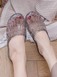 Jelly Shoes Women Slip On Sandals With Heel Anti-Slip Ladies Outdoor Gorgeous Sandals Outdoor Walking Shoes Female Dress Platform Slides