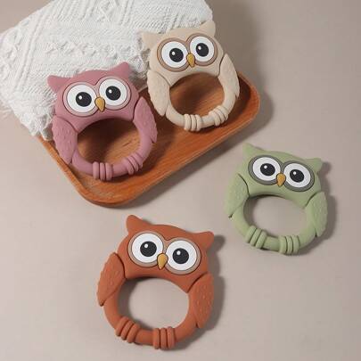 Baby Silicone Cute Owl Teether, Infant Teething Toy To Develop Grasping Ability