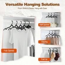 5pcs (5 Hangers And 10 Clips) Foldable Travel Clothes Hanger, Essential For Long Journeys, Portable Plastic Folding Clothes Hanger For Suitcase, Hotel, RV, Road Trip, Flight, Camping