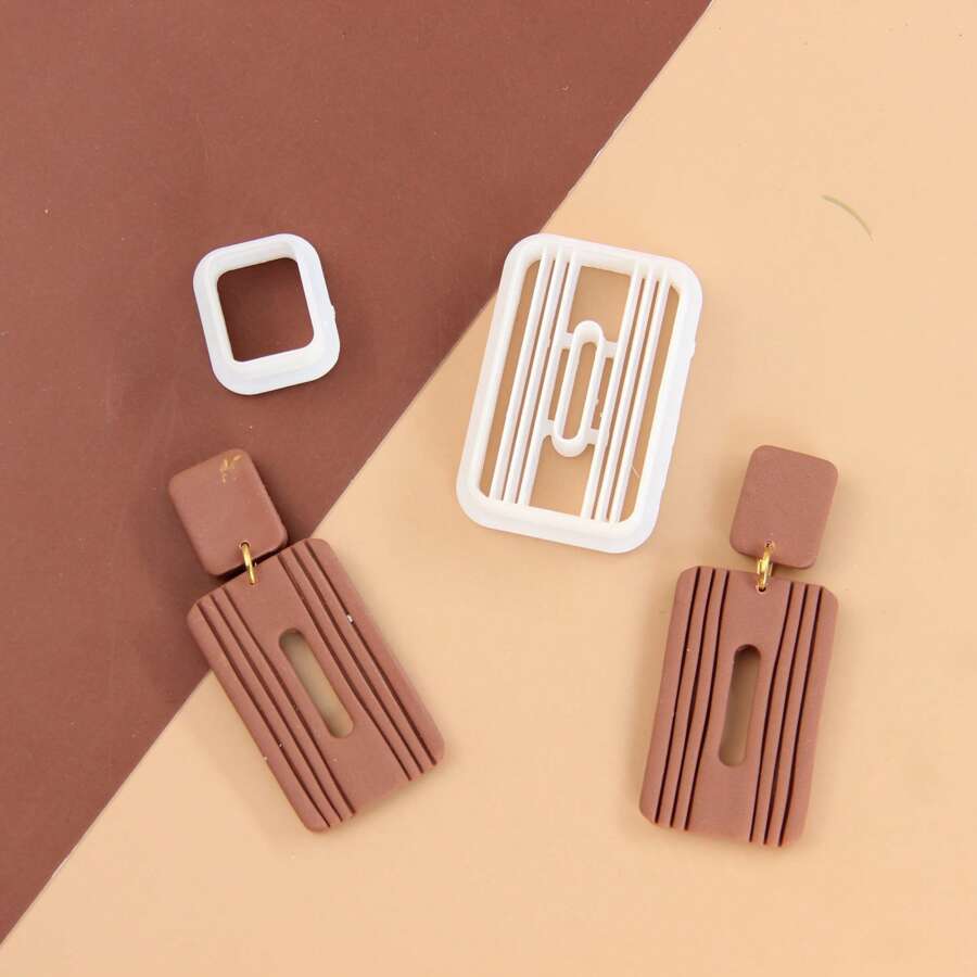 Set de 2 cortadores de arcilla en forma cuadrada, cortadores de arcilla polimérica en forma de rosquilla, cortadores de arcilla en forma rectangular para pendientes, set de cortadores de arcilla en forma de buzón, para hacer pendientes y kits de joyería