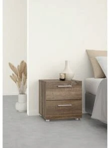 Mesa de noche de dormitorio con 2 cajones estilo Loft para adultos, color blanco-Vzcxgf