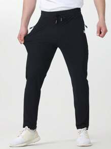 1 Stück Herren unifarbene leichte, elastische Taillenhose für Lässig, Outdoor, Wandern, Laufen, Training, Fitness