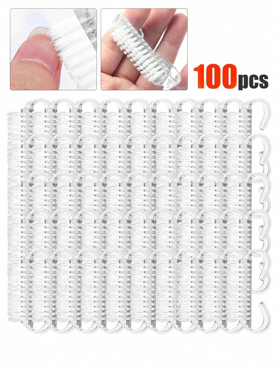 10-100件/套迷你指甲除尘刷，带手柄，适用于清洁手指甲、脚趾甲、手指和脚趾，颜色随机，指甲护理软毛清洁刷，修甲美足工具套装