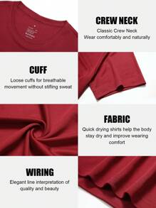 TELALEO 6pcs Solid Casual Sports Men's Short Sleeve Crew Neck Gym T Shirts Set, Summer Outdoor, Gym Clothes Men Basic T Shirt